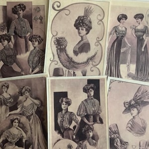 Edwardian fashion plates and images, in sepia/black & white, depicting elegant ladies of the period digital download