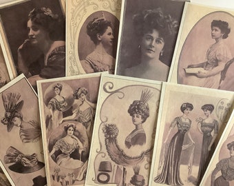 Edwardian Fashion Plates and original vintage advertisements. 30 pieces.