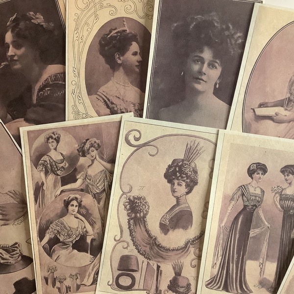 Edwardian Fashion Plates and original vintage advertisements. 30 pieces.