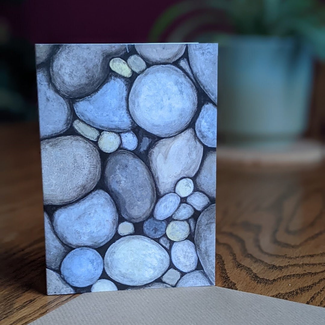 Hand Painted Pebbles | Stone | Rocks Print Birthday Greetings Blank ...