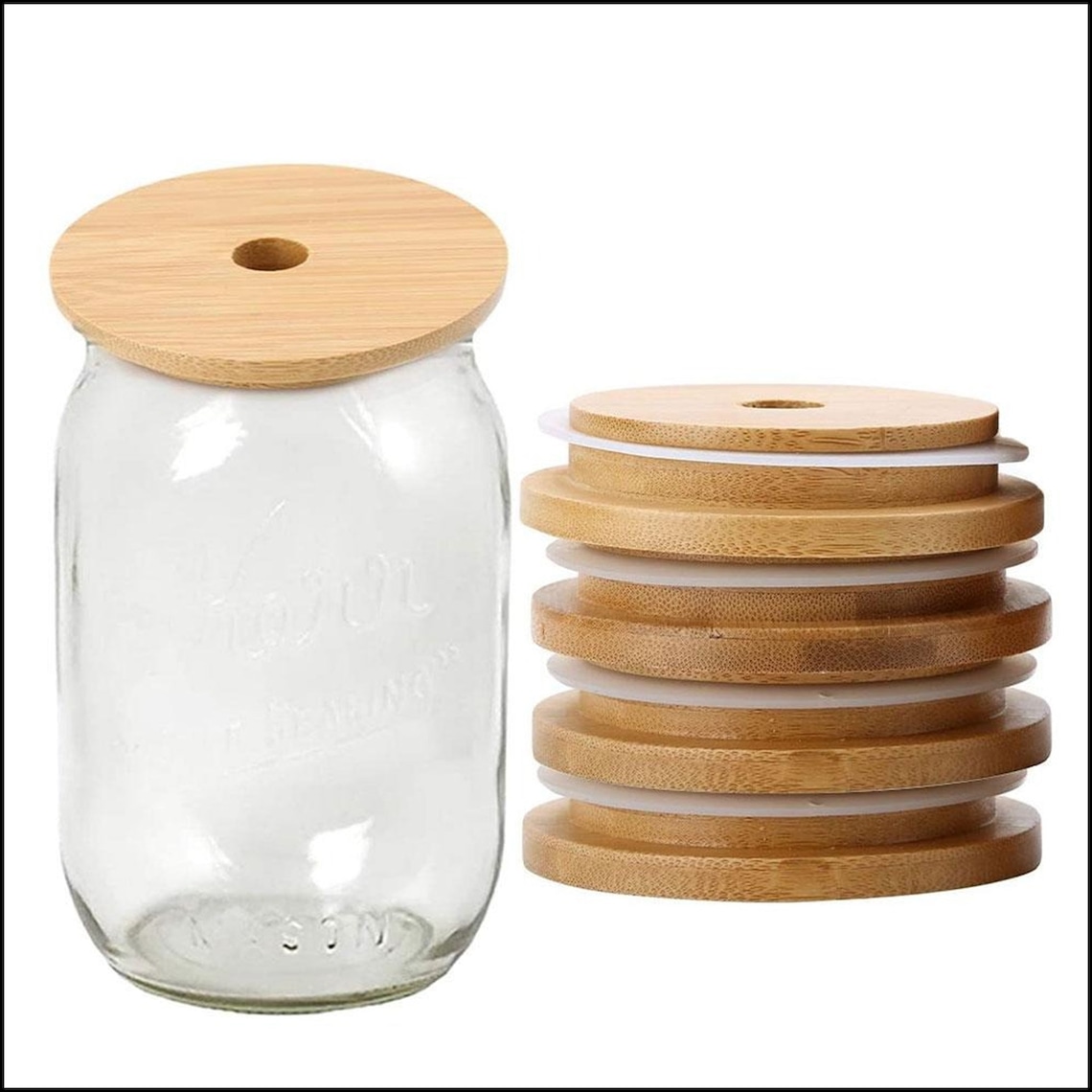 4PCS Mason Jar Lids Bamboo Holes Wooden Durable Canninng Etsy