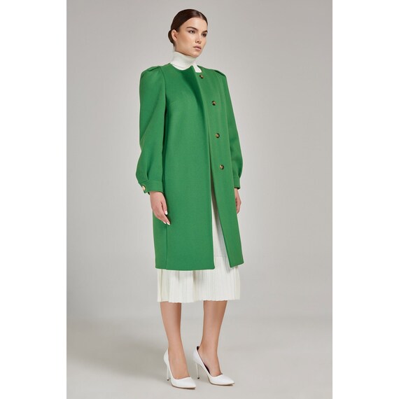 Emerald green coat wool coat Long Coat Winter Coat Women Etsy