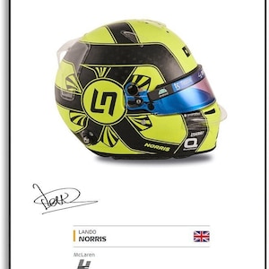 Lando Norris Formula 1 Driver 2023 Helmet Signed Poster A4