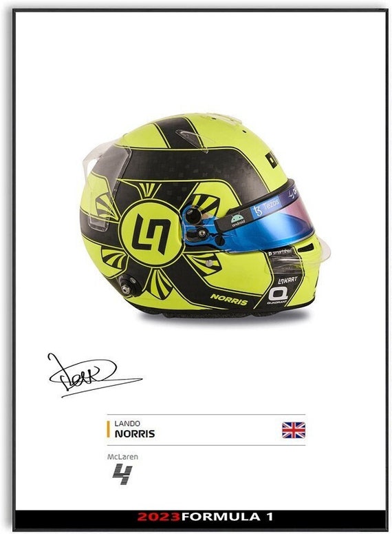 Lando Norris Formula 1 Driver 2023 Helmet Signed Poster A4