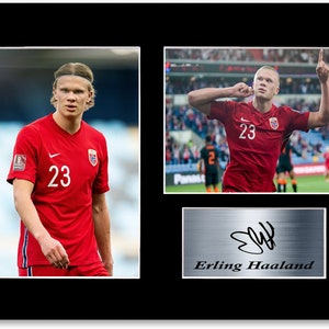 Erling Haaland Norway Football Player A4 Signed Autograph Photo Display Mount Poster