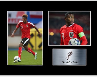 David Alaba Austria Fußballspieler A4 Signiertes Autogramm Fotomontage Poster