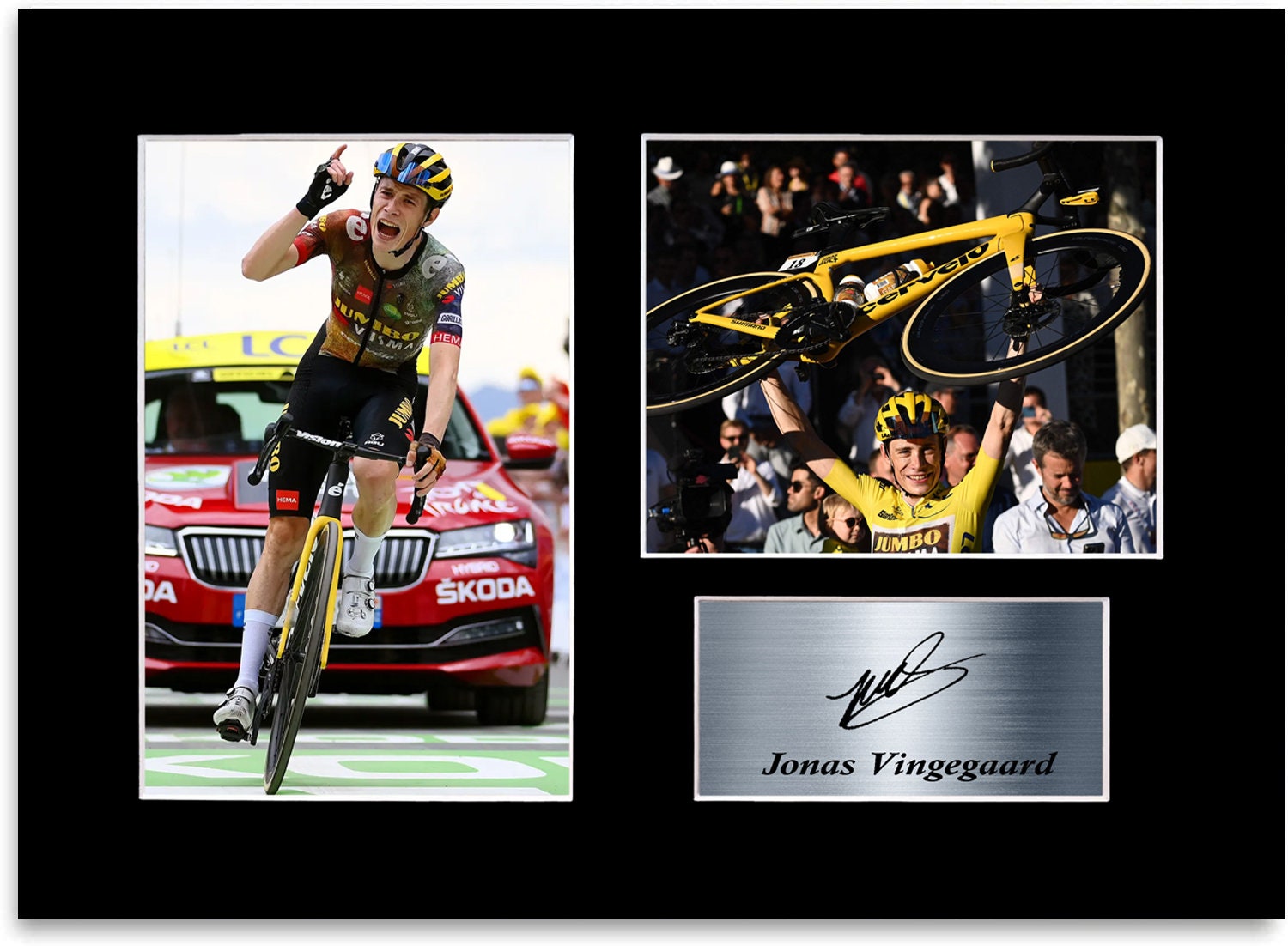 HWC Trading Affiche A4 Jonas Vingegaard Signée Photo Autographe – Cadeau Idéal Fan Cyclisme Tour De France