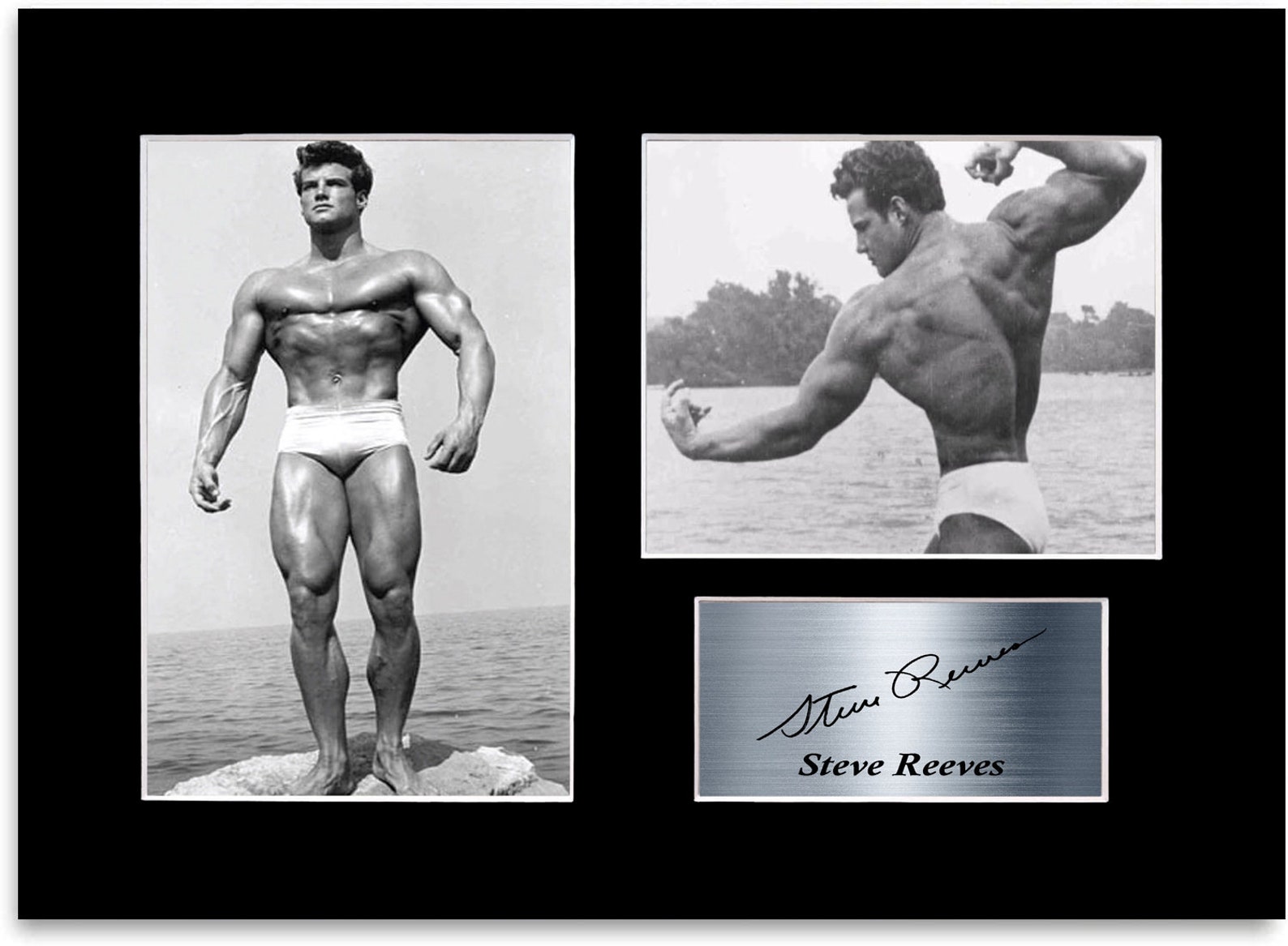 Steve Reeves Bodybuilder Signed Photo Display Mount A4 Motivational ...