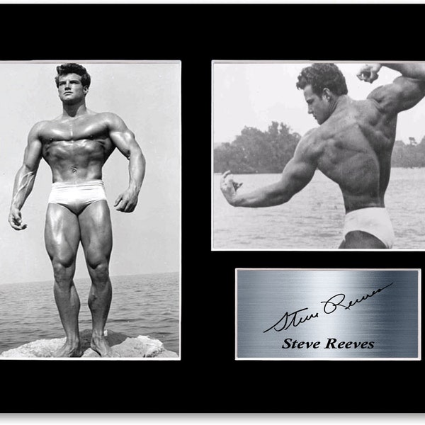 Steve Reeves Bodybuilder Signed Photo Display Mount A4 Motivational Poster