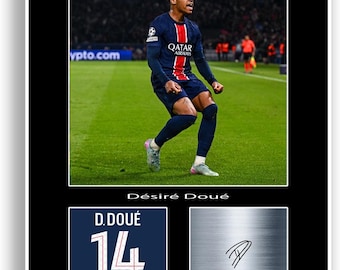 Poster del giocatore di football Desire Doue, stampa fotografica firmata, formato A4, arte murale