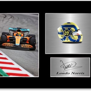 Lando Norris 2022 Helmet Car Signed Photo Display Mount A4 #2