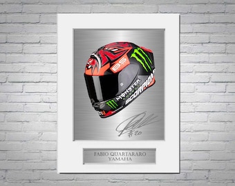 Fabio Quartararo MotoGP World Champion 2021 Helm signiert Foto Display Montierung A4