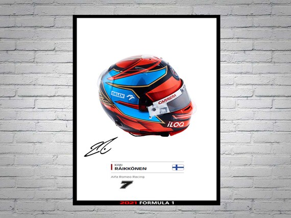 Kimi Raikkonen 2021 Casco Firmato Poster A4 | Etsy Italia