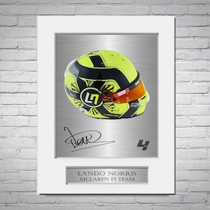 Lando Norris 2021 Helmet Signed Photo Display Mount A4