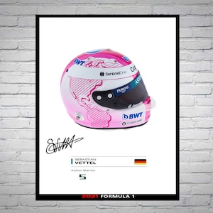 Sebastian Vettel 2021 Helmet Signed Poster A4