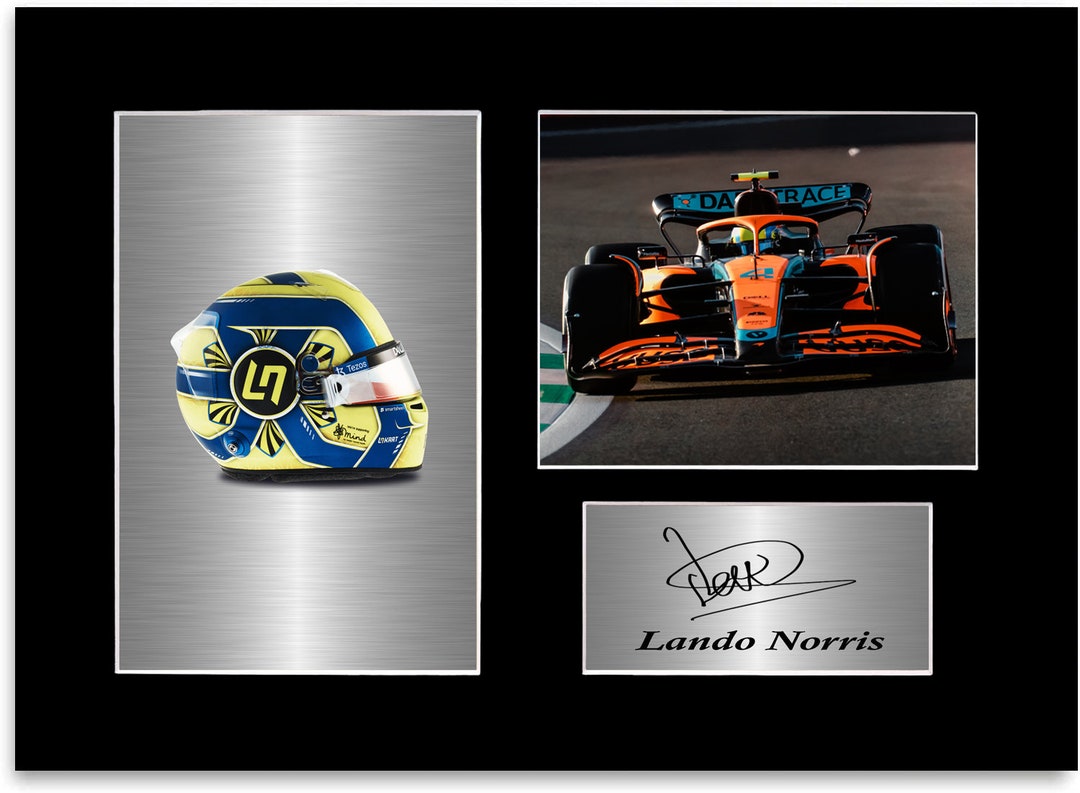 Affiche Encadrée Lando Norris F1 2025 - Signature Numérique - Cadre Bois Noir 33x24cm - Pour Bureau Ou Décoration
