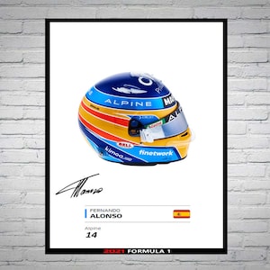 Fernando Alonso Helmet Signed Poster A4