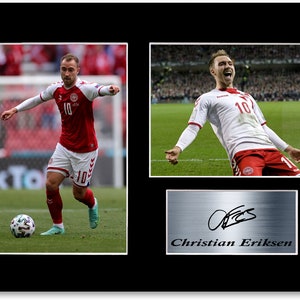 Christian Eriksen Denmark Football Player A4 Signed Autograph Photo Display Mount Poster