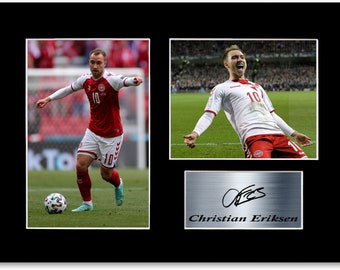 Christian Eriksen Denmark Football Player A4 Signed Autograph Photo Display Mount Poster