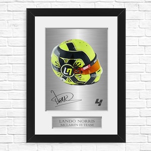 Lando Norris 2021 Helmet Signed Photo Display Mount A4 Framed