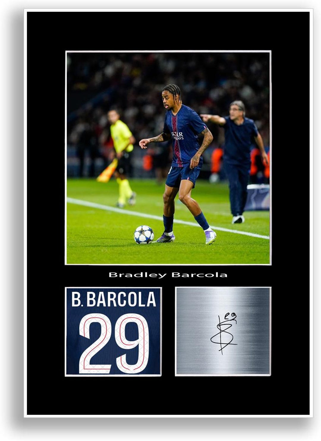bradley-barcola-football-player-poster-signed-print-photo-a4-wall-art