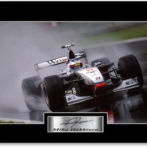 Racing Driver Mika Hakkinen World Champion Signed Photo Display Mount A4 Poster Gift
