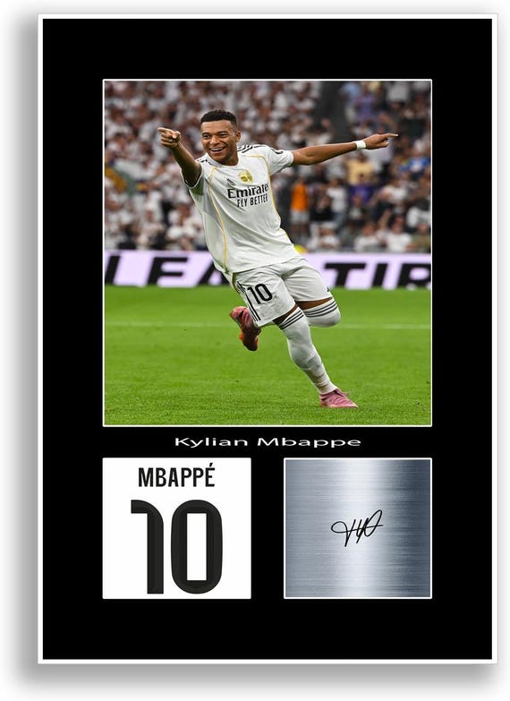 Kylian Mbappe Football Player Poster Signed Print Photo A4 Wall