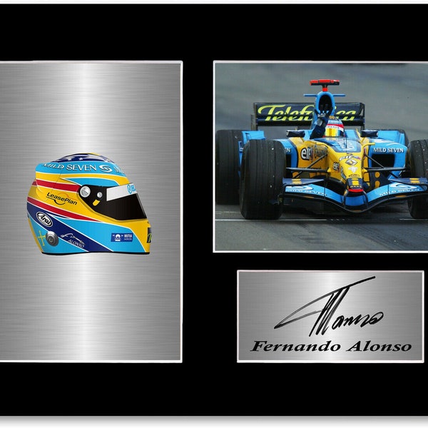 Fernando Alonso 2005 2006 Champion du monde de F1 dédicacé Photo Display Mount A4 Poster