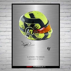 Lando Norris F1 Driver 2021 Helmet Signed Poster A4