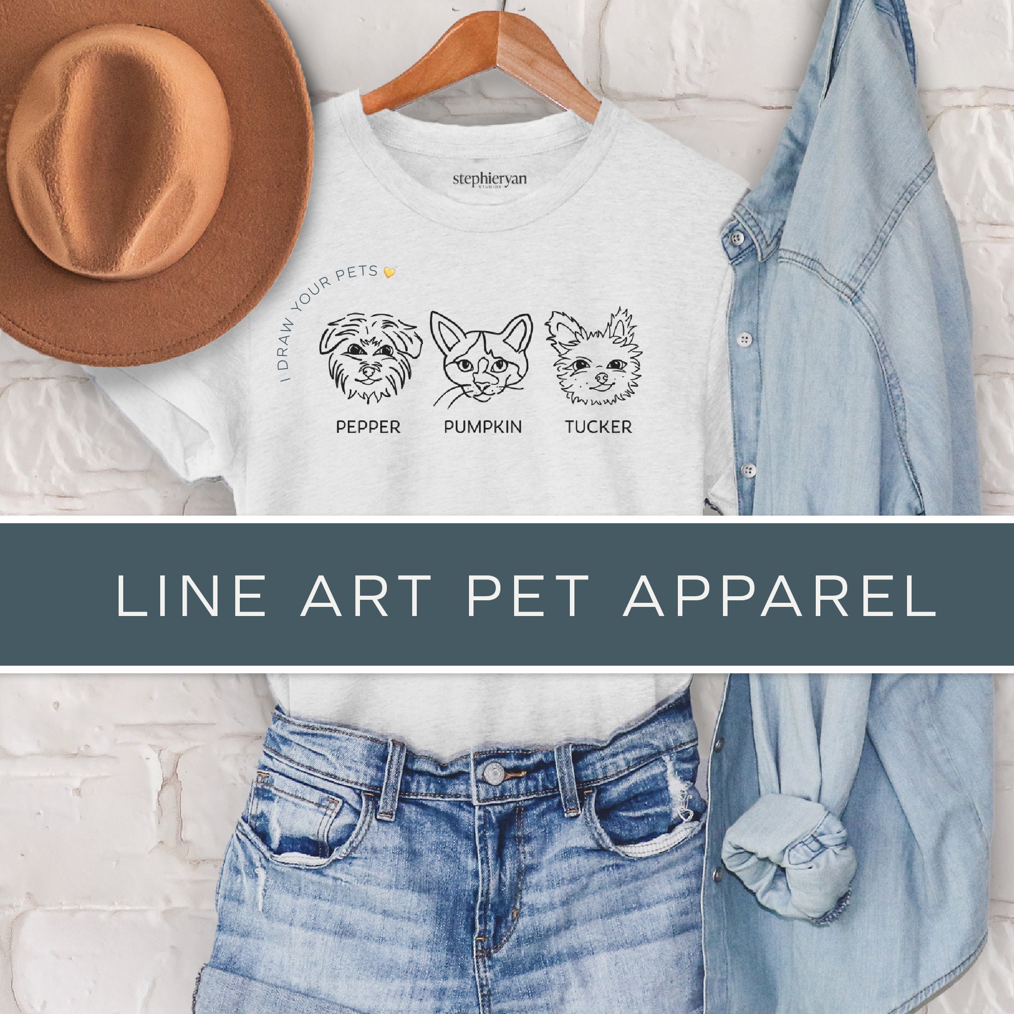 Custom Pet Shirt Using Pet Photo Name Line Art Etsy