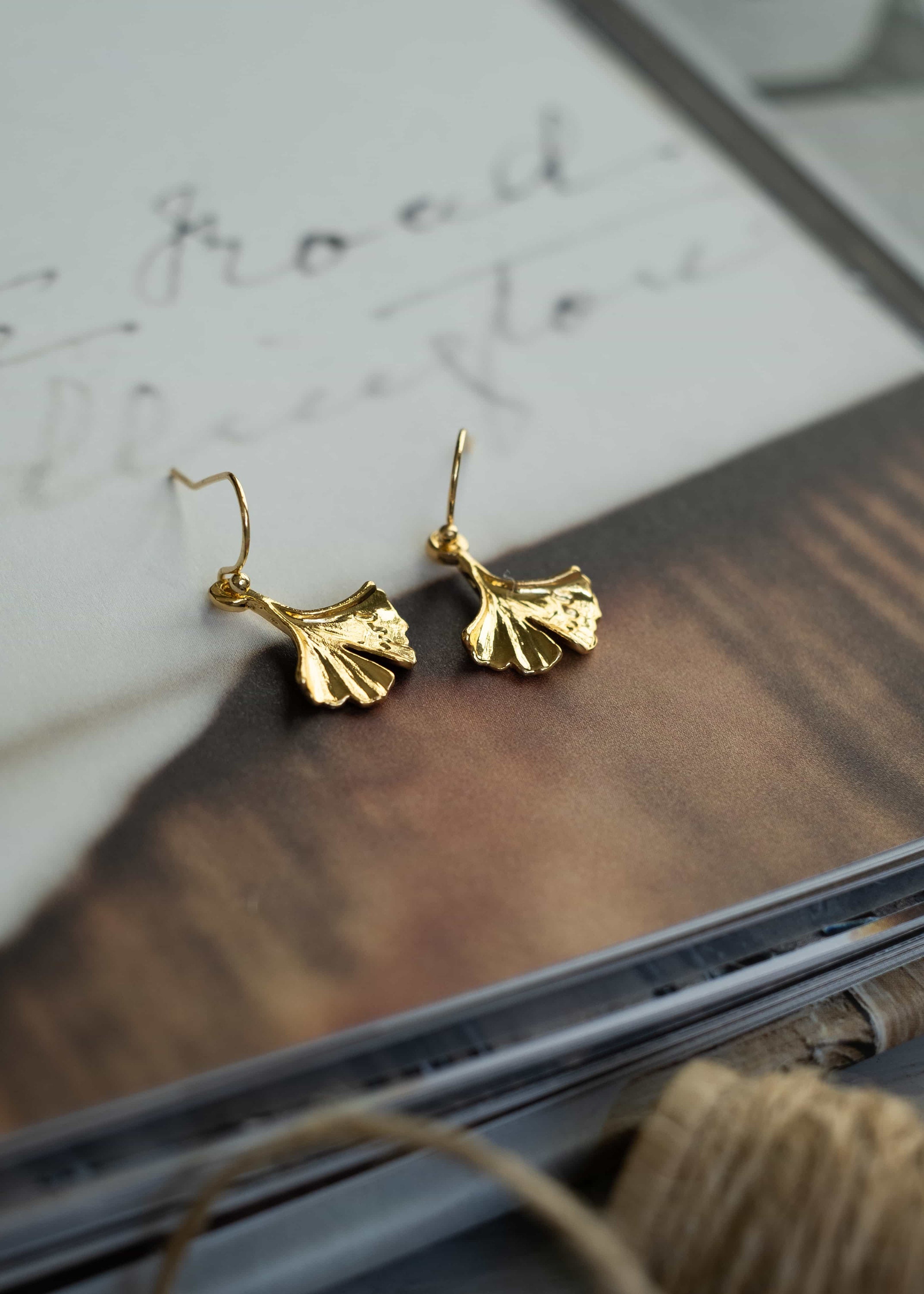 GoldPlated Ginkgo Biloba Earrings Etsy