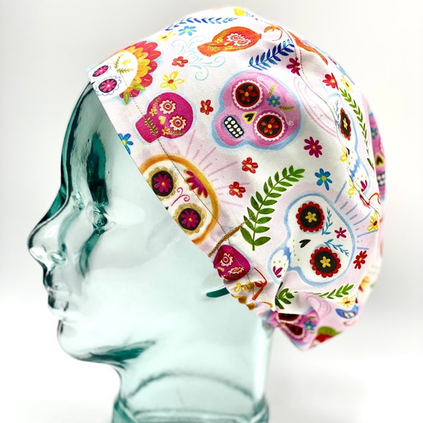 Frida Khalo Modern Surgical Scrub cap with buttons, Nurse Cap, Surgical cap women, Dia de Los Muertos  cap, Scrub cap for woman