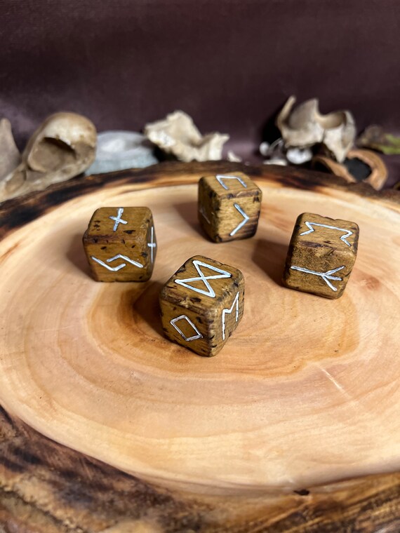 Rune Cubes Made of Wood Handcarved Handpainted Unique Etsy