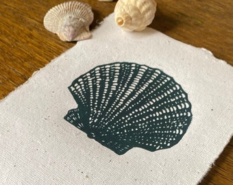 Sea Shell lino print | hand printed | wall art | study | home decor | home living | gift | print | study | ocean | nature