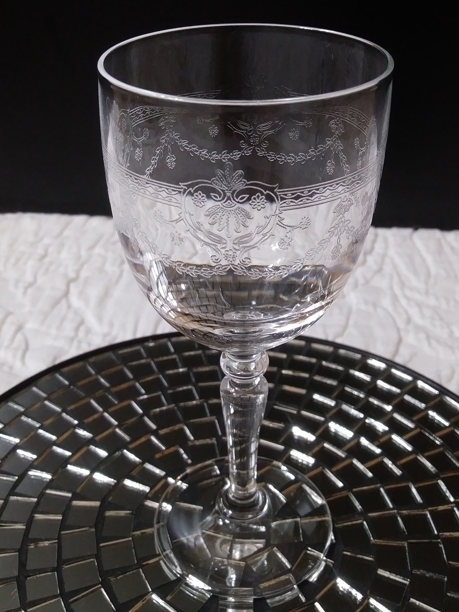 Cristal D Arques Dampierre Etched Crystal Wine Glasses 5 Etsy