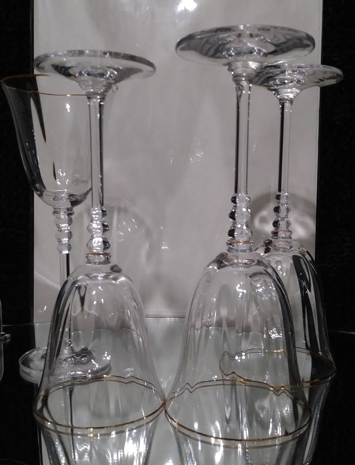 Mikasa Crystal Sonata Gold Rim 2 Wine Glasses and 2 Water Etsy