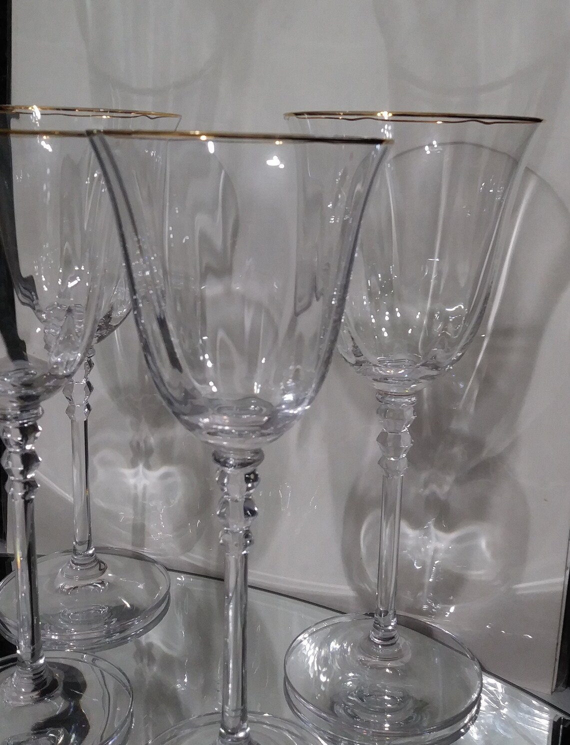 Mikasa Crystal Sonata Gold Rim 2 Wine Glasses and 2 Water Etsy