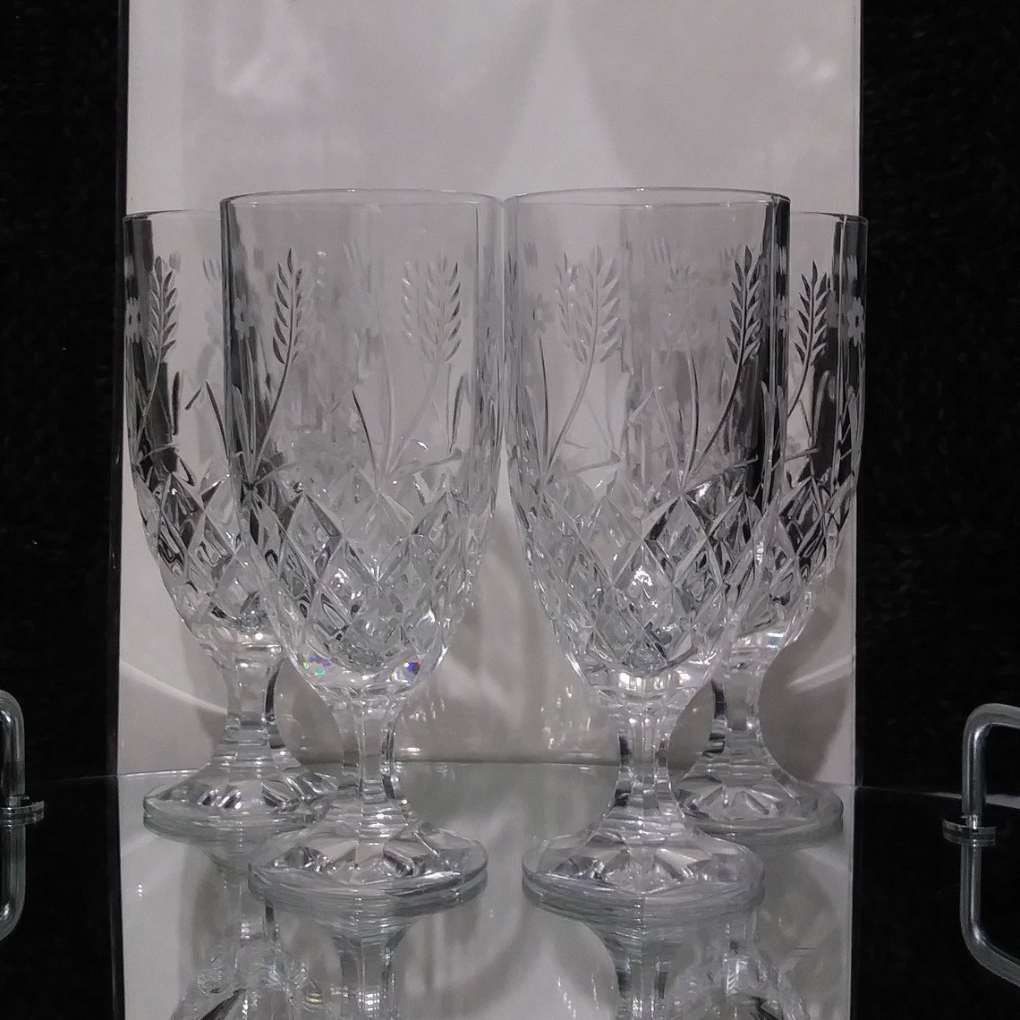 Godinger Stephanie Crystal Iced Tea Glasses Water Goblets Set Etsy