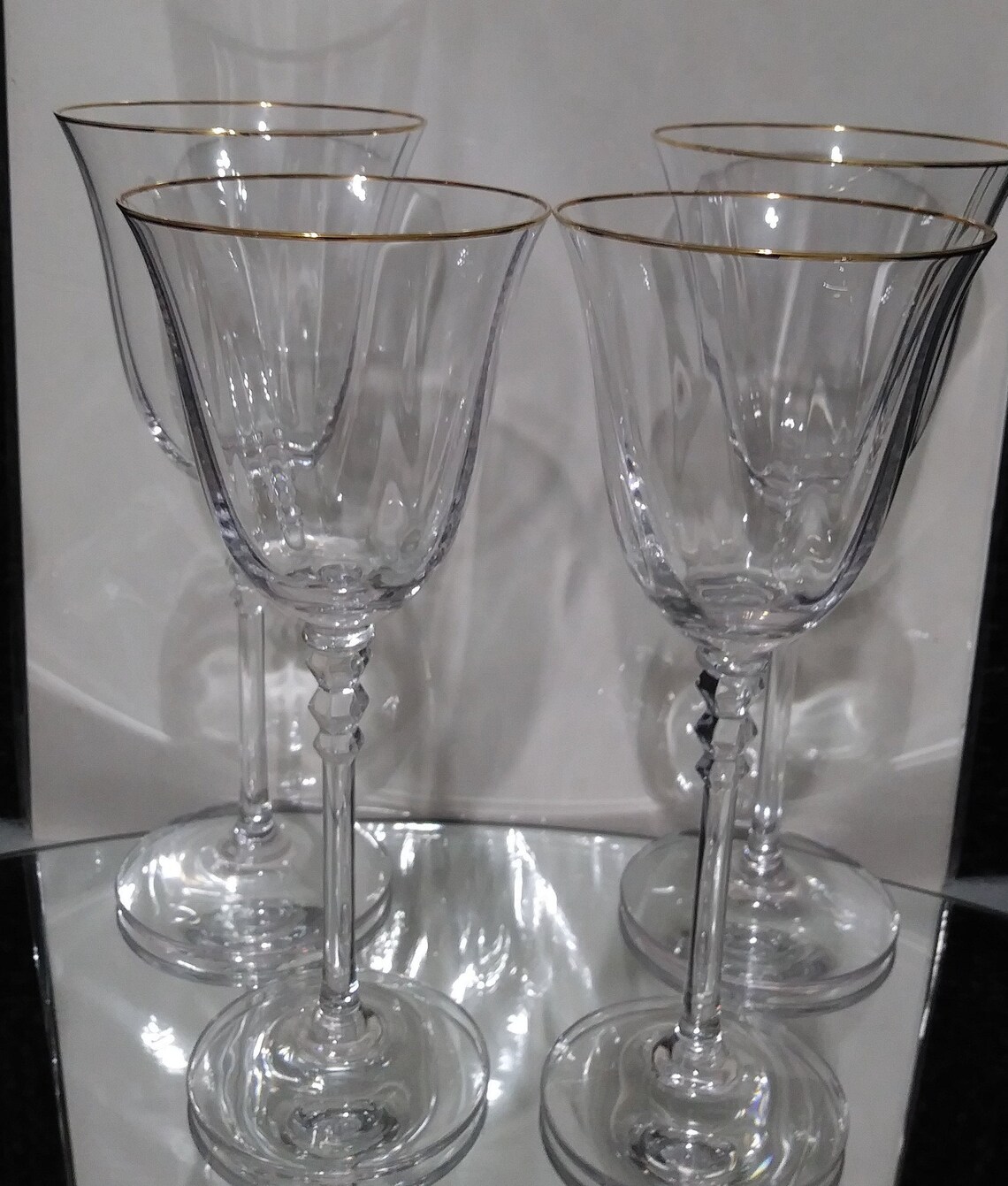 Mikasa Crystal Sonata Gold Rim 2 Wine Glasses and 2 Water Etsy