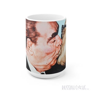 Socialist Fraternal Kiss Mug Berlin Wall Graffiti Leonid Brezhnev Kissing Erich Honecker Communist Era East Germany Gift by Russian Gang