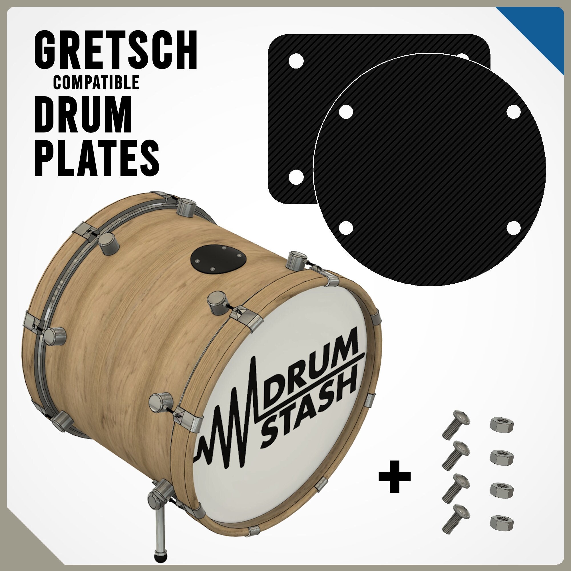 Gretsch Renown Compatible Bass Drum Plate round Black, 3D Printed Etsy