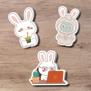 Adesivi Kawaii Sleepless Bunny: adesivi in vinile impermeabili