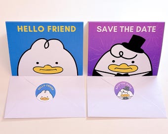 Hello Friend & Save The Date Card – KDH – 5.5" x 4" Folded Card – Physical Greeting Card