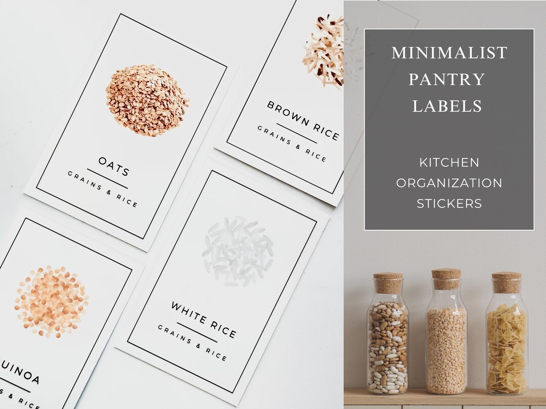 Minimalist Pantry Labels – Grains and Rice Labels - Waterproof ...