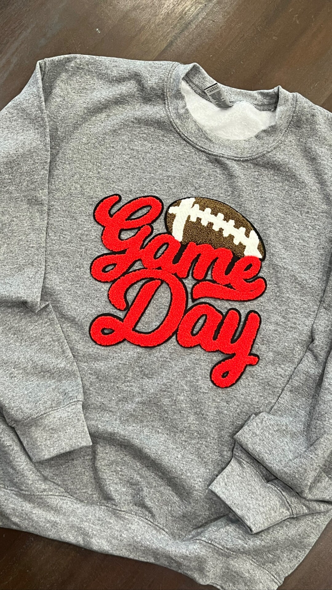 Red Game Day Football Chenille Patch Sweatshirt Etsy