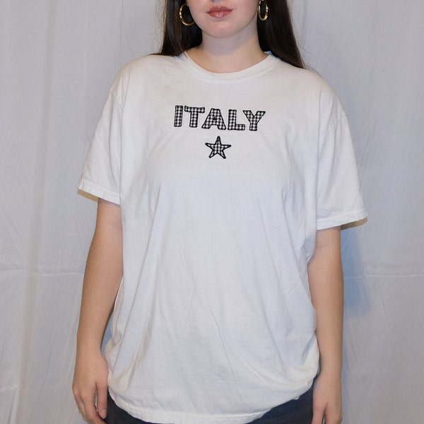 Plaid Italy embroidered vintage tee shirt