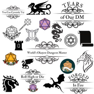 20 SVG/PNG DnD Bundle DnD Graphics Dungeons and Dragons | Etsy