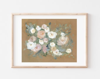 Floral Print, Floral Painting, Floral Artwork, Abstract Floral, Floral Art Print, Art Print, Artwork, Vintage Modern Art, Acrylic Painting