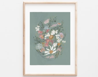 Floral Print, Floral Painting, Floral Artwork, Abstract Floral, Floral Art Print, Nursery Art, Artwork, Vintage Modern Art, Bouquet Painting