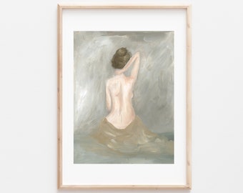 Woman Painting, Woman Painting Print, Woman Painting Vintage, Bathroom Painting, Bedroom Painting, Bathroom Wall Decor, Painting of Woman